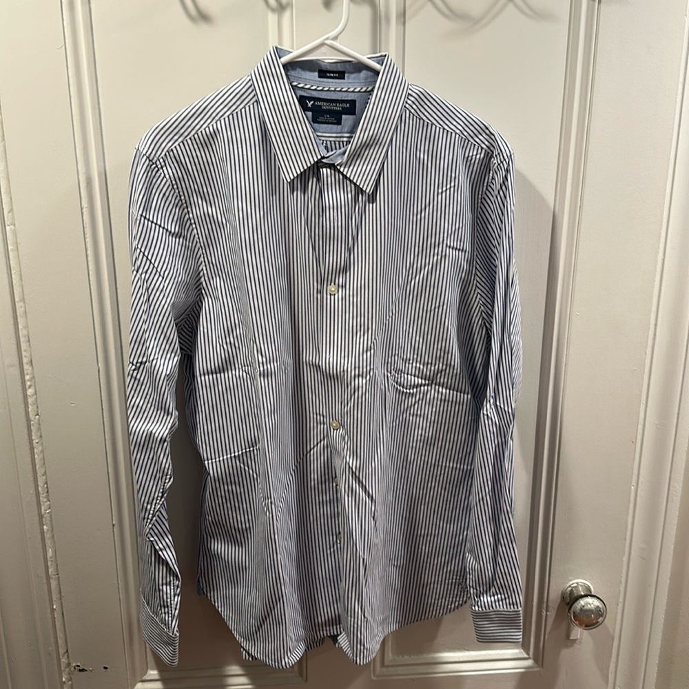 American Eagle Blue striped dress shirt